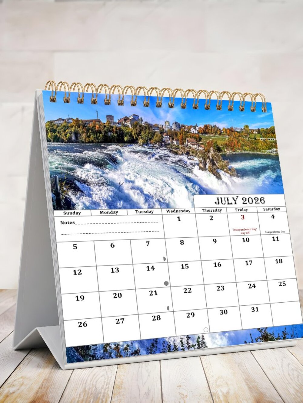 2026-2027 18 Months Standing Flip Desk Calendar Desktop Planner (Waterfalls)
